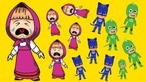 Masha And The Bear with PJ Masks Catboy Gekko Owlette Crying parody When get small
