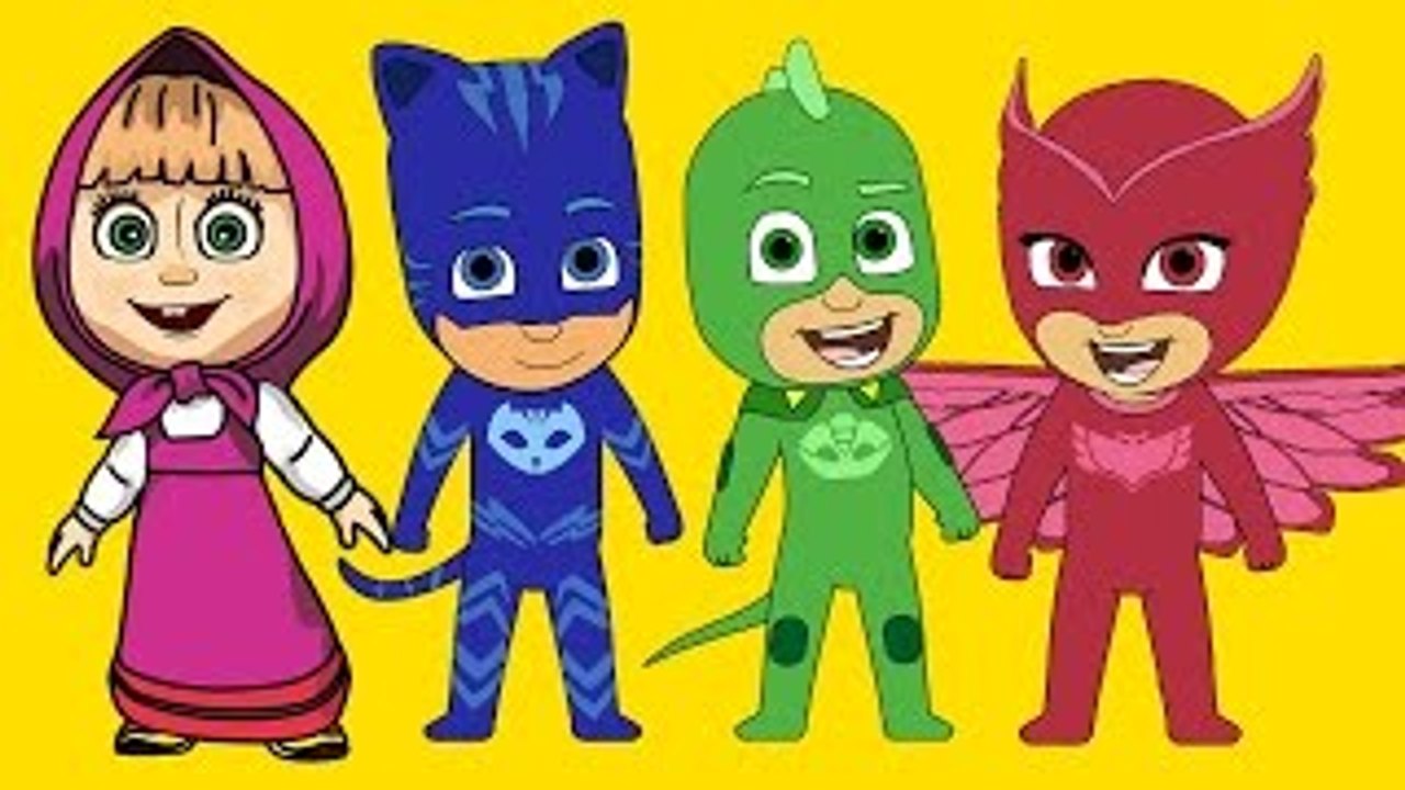 Masha And The Bear with PJ Masks Catboy Gekko Owlette parody - Masha And The Bear Videos