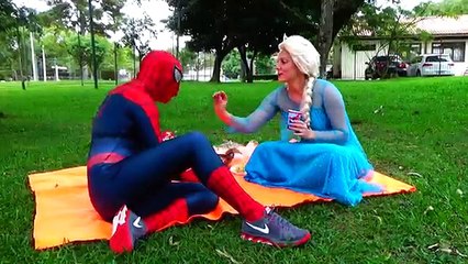 Frozen Elsa vs Spiderman vs Hulk - SUPERHEROES at PICNIC - Funny Superhero Movie in Real Life IRL