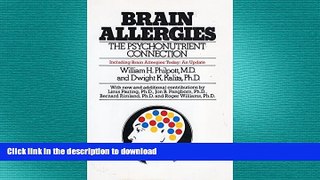 READ BOOK  Brain Allergies: The Psychonutrient Connection Including Brain Allergies Today : An