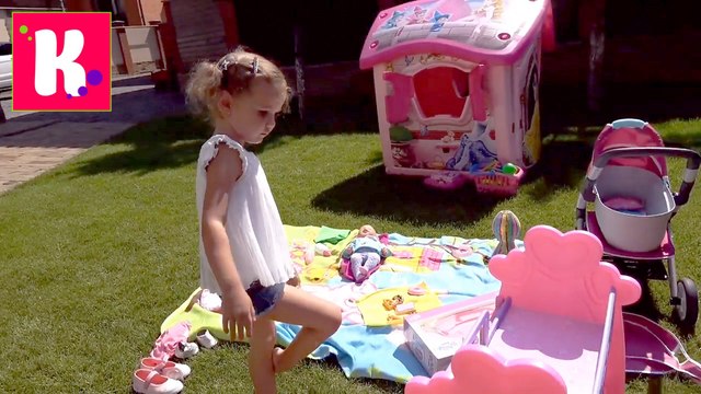 Куклы Беби Борн с Мисс Катей на пикнике Новая двухэтажная кроватка Переноска Baby Born и коляска для Кукол Кормим