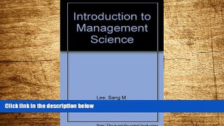 Must Have  Introduction to Management Science  READ Ebook Full Ebook Free