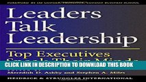 Collection Book Leaders Talk Leadership: Top Executives Speak Their Minds