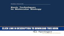 New Book Basic Techniques in Molecular Biology (Springer Lab Manuals)
