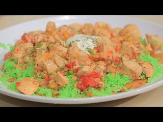 فتة مكعبات الدجاج بالسويت آند تشيلي | غادة جميل