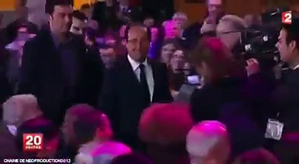 إمرأة مسلمة ترش الطحين في وجه الرئيس الفرنسي إحتجاجا على موقفه من الحجاب.