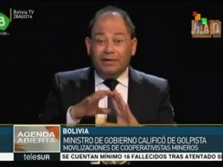 Bolivia: Ministro reitera que mineros quieren derrocar al gobierno