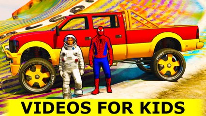 SPIDERMAN and SPACEMAN Fun with Cars Cartoon for Children and Kids Nursery Rhymes Songs