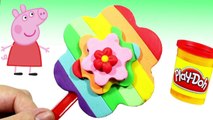 Peppa pig toys and play doh frozen! -wow create Play-doh flower rainbow ice cream