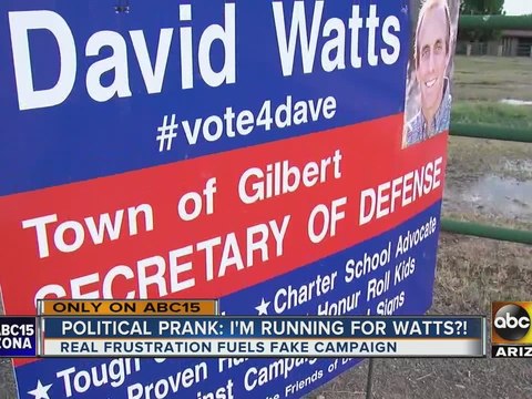 Signs pop up over Gilbert promoting fake candidate
