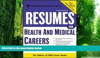 Big Deals  Resumes for Health and Medical Careers  Best Seller Books Most Wanted