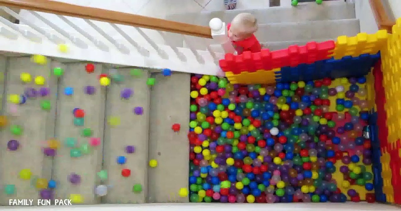 BALL PIT SLIDING DOWN THE STAIRS