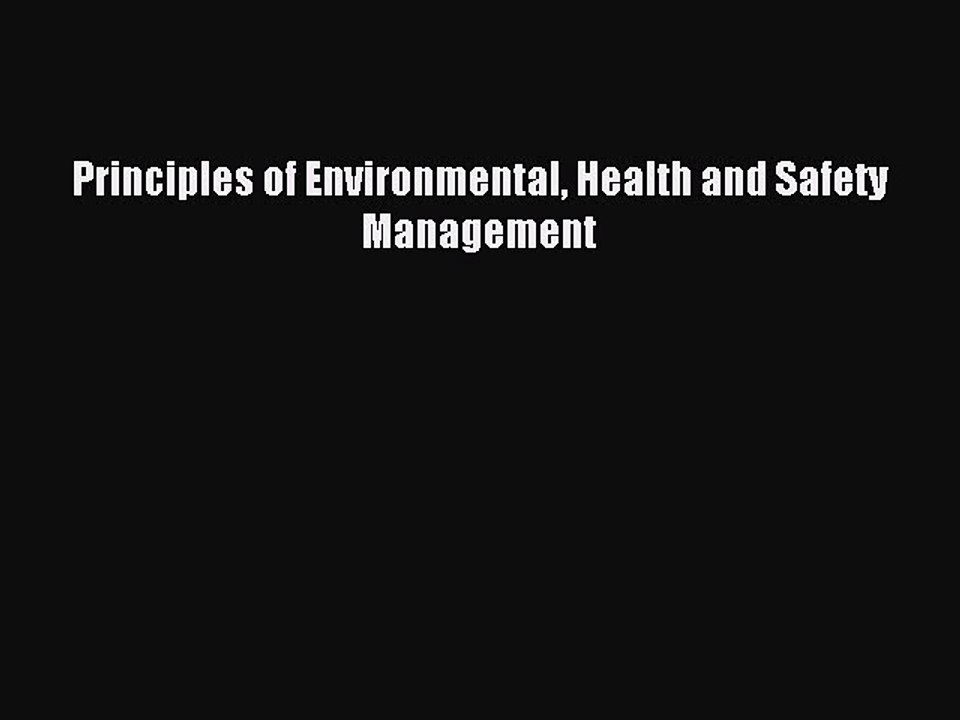 [PDF] Principles of Environmental Health and Safety Management Popular Colection