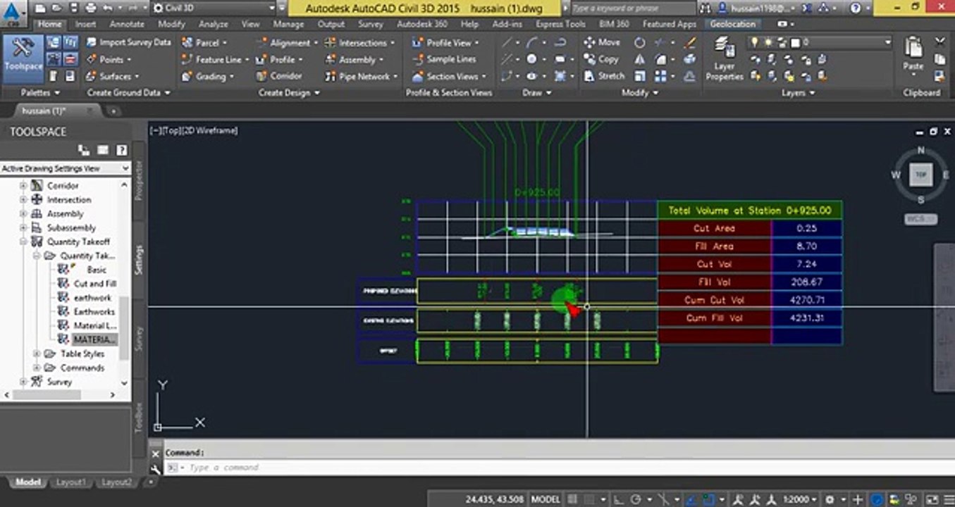 Section View With Quantity Table