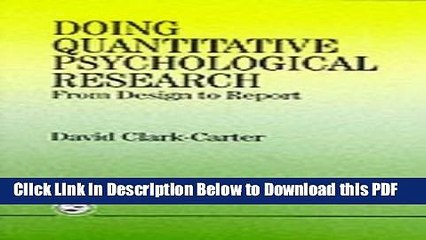 [PDF] Doing Quantitative Psychological Research: From Design To Report Free Books