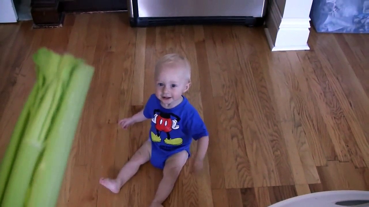 Baby Micah Laughing Hysterically at Celery