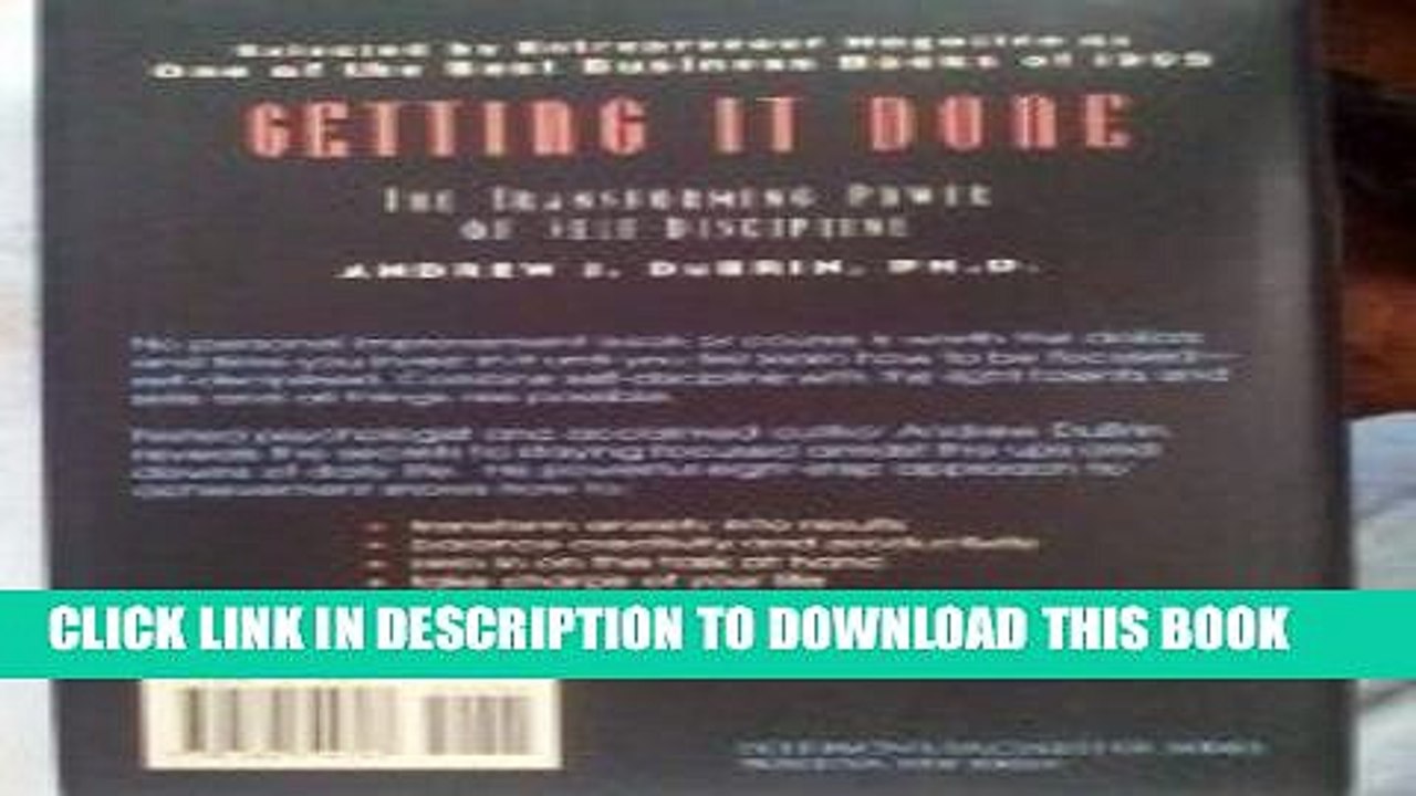 [PDF] Getting It Done: The Transforming Power of Self-Discipline Full Online