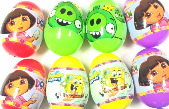 Learn Colors w/ Easter Eggs Unboxing & Candy: Dora, Spongebob Squarepants, Angry Birds, Go Diego Go