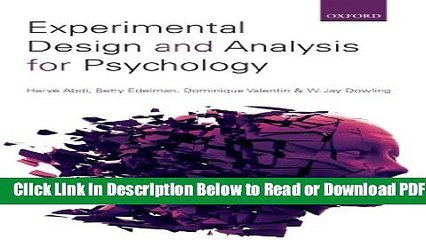 [Download] Experimental Design   Analysis for Psychology Free Online