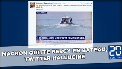 Macron quitte Bercy en bateau, Twitter hallucine