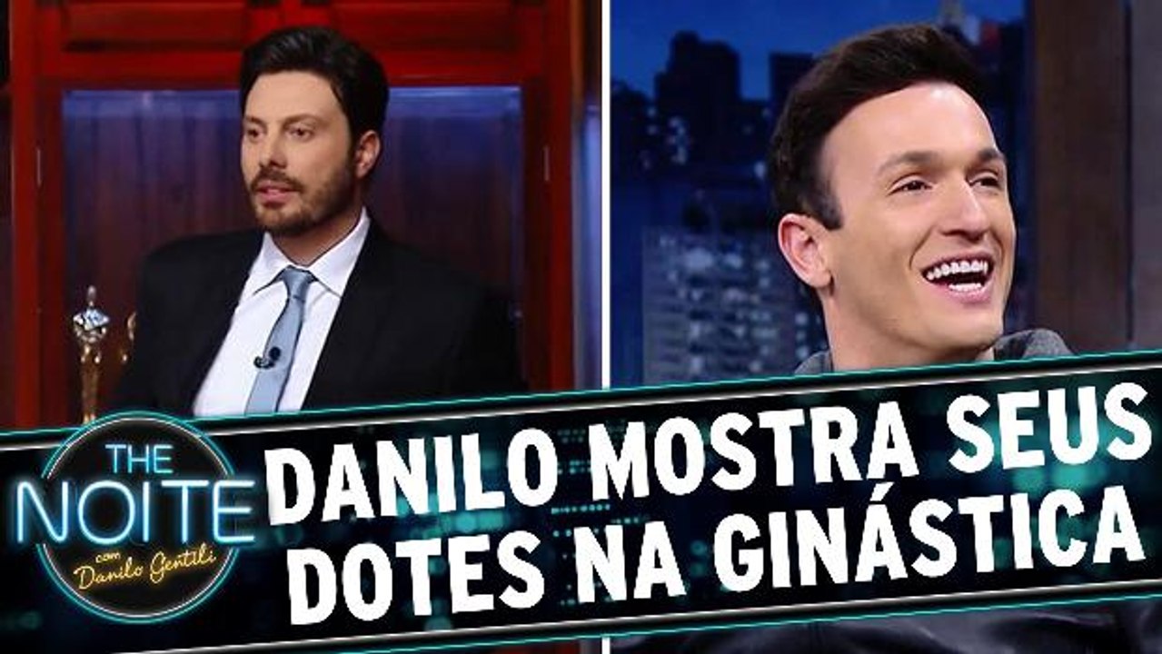 Danilo mostra seus dotes de ginástica artística para Diego Hypólito