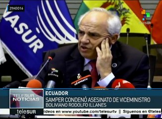 La UNASUR condena el asesinato de viceministro boliviano