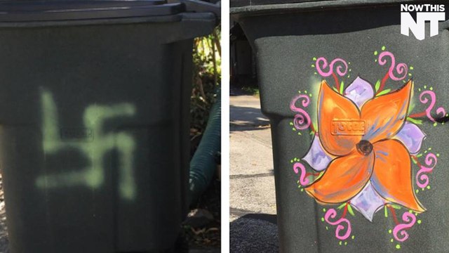 Neighbors Show Support By Painting Trash Cans After Anti-Semitic Graffiti