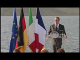 Ventotene - Renzi, Hollande e Merkel in conferenza stampa sulla Nave Garibaldi (23.08.16)