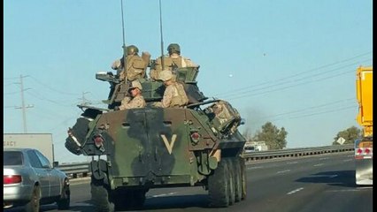 Fully Loaded Military Vehicles On the Move In California, Conditioning of the Public.