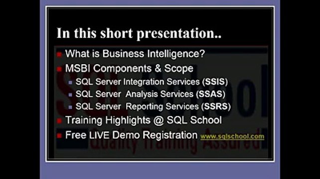SQL Server BI || MSBI(SSIS, SSAS, SSRS) Training From SQL School