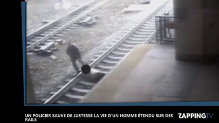 Un policier sauve de justesse la vie d’un homme suicidaire étendu sur des rails