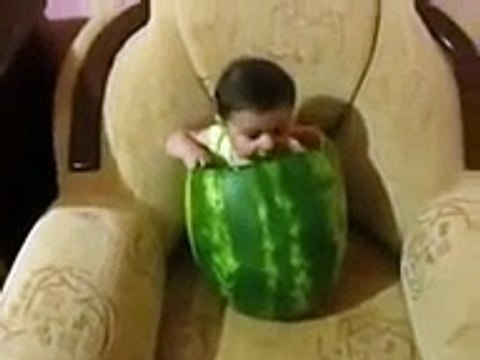 Baby Eating Watermelon - Cute Baby Eats A Melon - Funny Baby Video