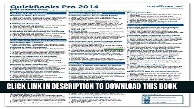 [Read PDF] QuickBooks Pro 2014 Quick Reference Training Card - Laminated Guide Cheat Sheet