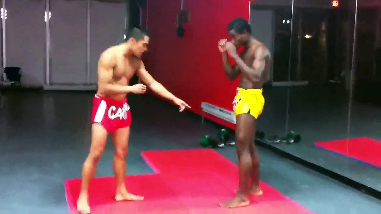 Un low kick lui déboîte le genou