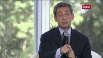Nicolas Sarkozy devant l'université d'été du Medef