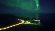 Un drone captó la sorprendente aurora boreal en Islandia