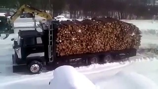 Truck Unloading Wood