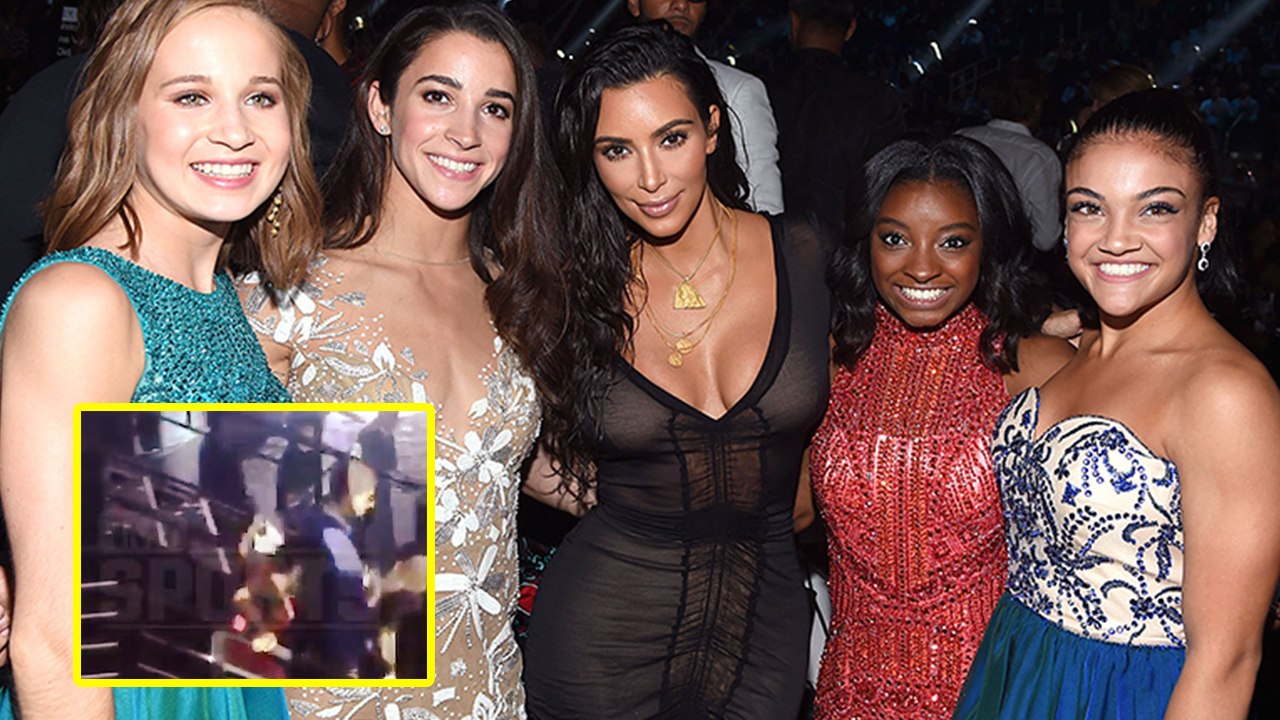 Simone Biles Takes A Tumble in High Heels At VMAs