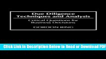 [Download] Due Diligence Techniques and Analysis: Critical Questions for Business Decisions Free