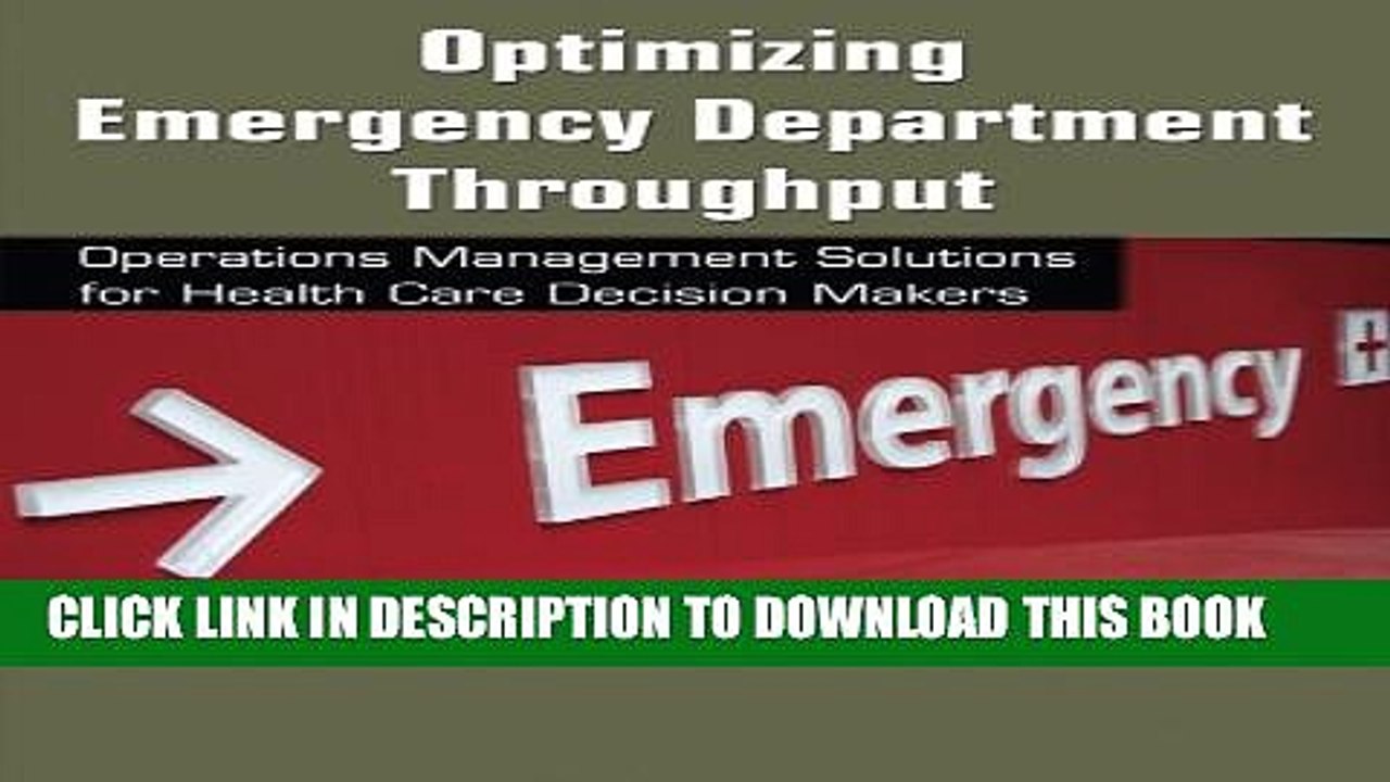 [PDF] Optimizing Emergency Department Throughput: Operations Management Solutions for Health Care