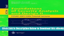 [Download] Foundations of Security Analysis and Design II: FOSAD 2001/2002 Tutorial Lectures Free