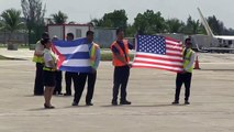 Inaugural commercial flight from US lands in Cuba - YouTube