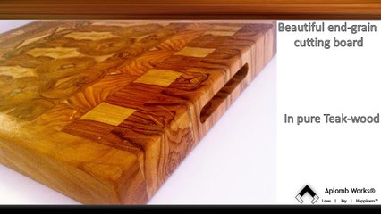 Cutting Board Endgrain in Teakwood by Aplomb Works 16" x 10" x 1.5"