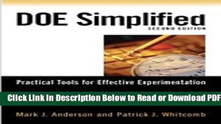 [Get] DOE Simplified: Practical Tools for Effective Experimentation, Second Edition Popular Online