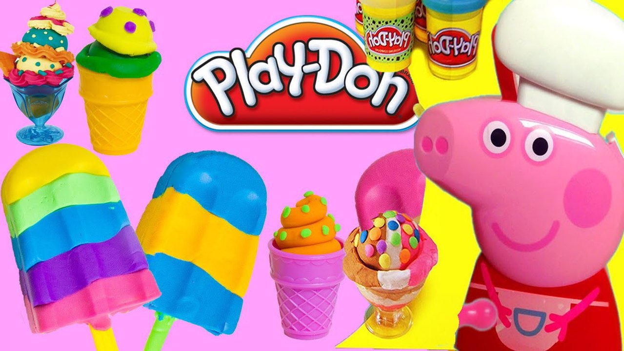 Play Doh Peppa Pig español rainbow and pink ice cream popsicle