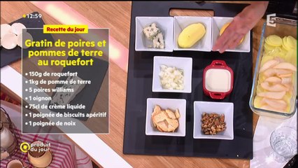 Recette de Farida : Poire et pomme de terre au four au roquefort et sa chapelure aux noix