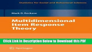 [Read] Multidimensional Item Response Theory (Statistics for Social and Behavioral Sciences) Full