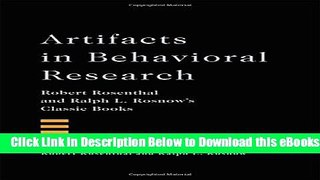 [Reads] Artifacts in Behavioral Research: Robert Rosenthal and Ralph L. Rosnow s Classic Books