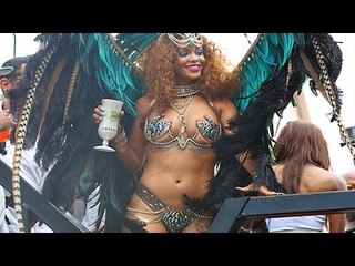 Video || Rihanna Shaking Her Booty, Flaunting Boobs & Bare Butt - Barbados Carnival Parade 2015