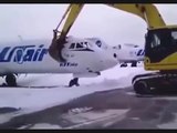 Airport Worker Smashes The Crane With Plane After Being Fired From Job